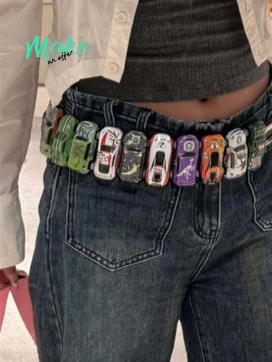 Adjustable Polyester Belt with Toy Car Design for Goth Streetwear main image 5